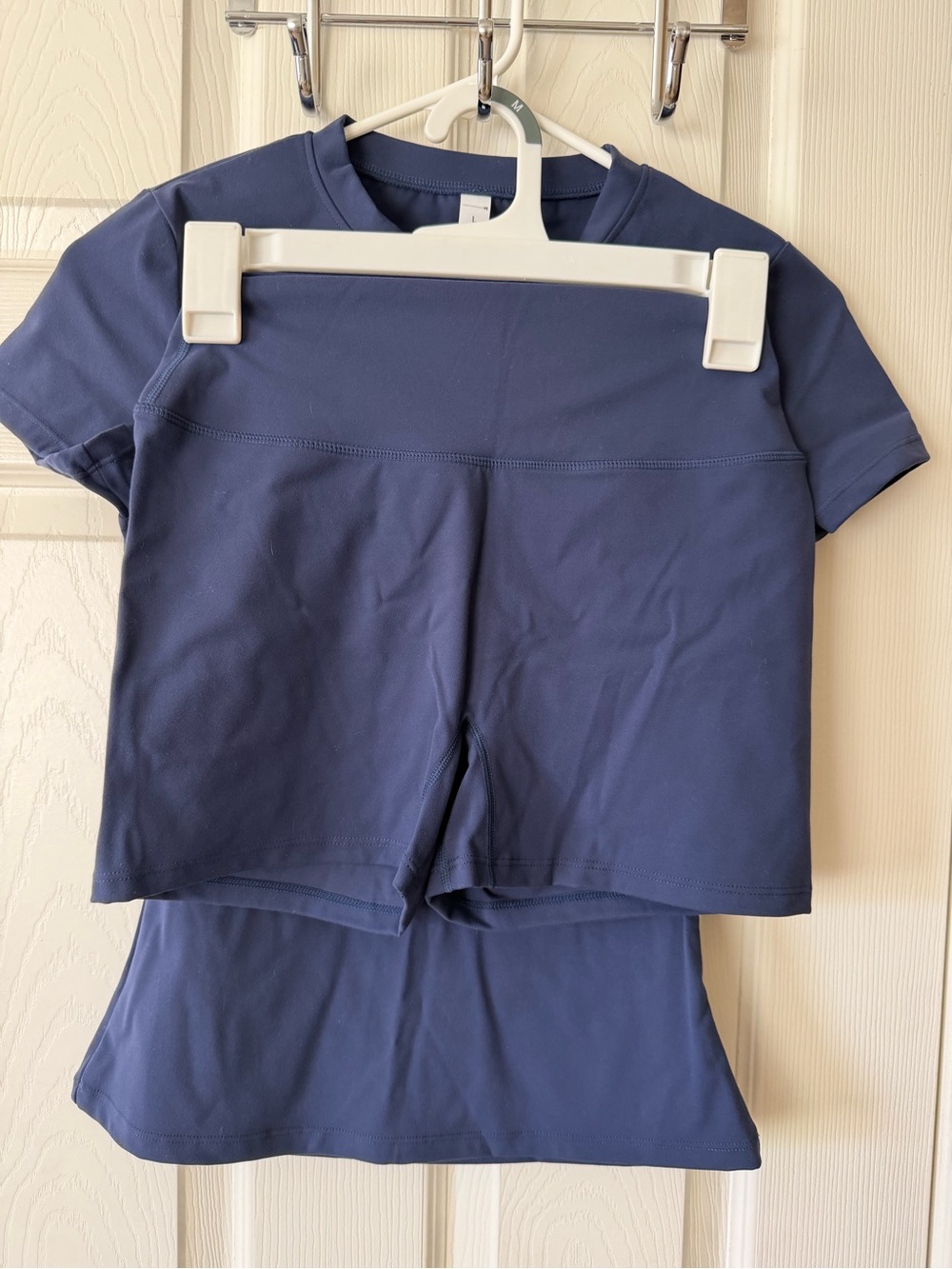 Women’s Navy Short-Sleeve & Short 2 Piece Workout Set